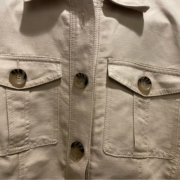 NWT Ann Taylor Lined Safari Jacket Beige Linen - Picture 4 of 6